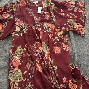 Maurices Wine Floral Print Kimono